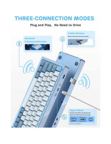 Teclado Mecánico Inalámbrico M71 MAGIC-REFINER 71 Teclas RGB