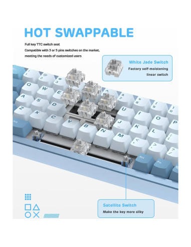 Teclado Mecánico Inalámbrico M71 MAGIC-REFINER 71 Teclas RGB