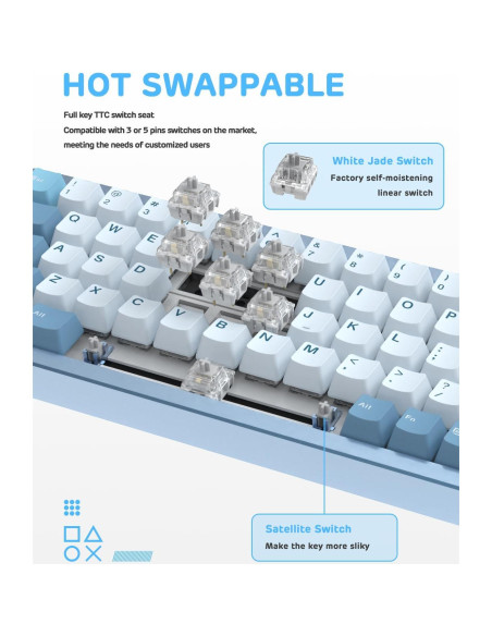 Teclado Mecánico Inalámbrico M71 MAGIC-REFINER 71 Teclas RGB