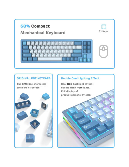 Teclado Mecánico Inalámbrico M71 MAGIC-REFINER 71 Teclas RGB