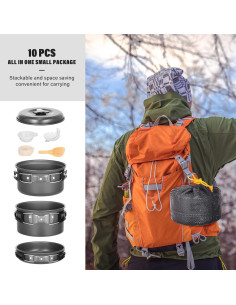 Kit de Cocina para Camping Lixada 10 Piezas Aluminio Antiadherente 2