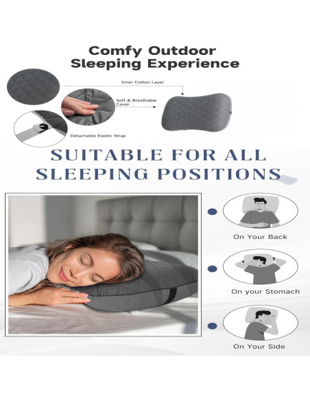 Almohada de Camping Inflable MIRouer Gris 43x30 cm Ergonómica