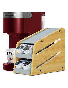 Soporte de cápsulas de café Ibyx 2 niveles bambú natural 24 K Cups