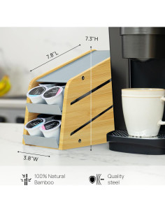 Soporte de cápsulas de café Ibyx 2 niveles bambú natural 24 K Cups 2
