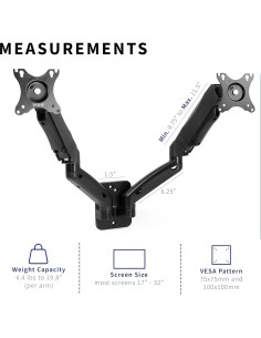 Soporte de Pared Doble para Monitor VIVO MOUNT-V002G 17-32" 2