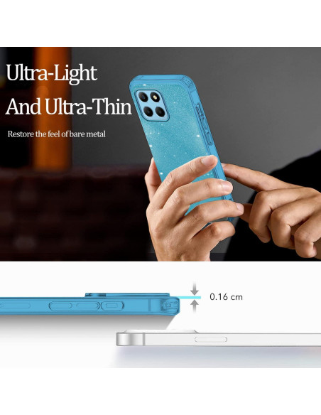 Funda Honor X6 Brillo Doble Capa TPU y PC Azul