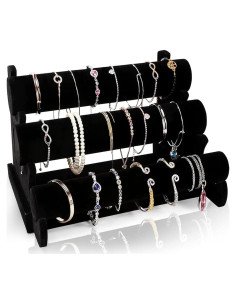 Soporte de Pulsera de Terciopelo Barelove 3 Niveles Negro