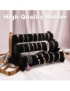 Soporte de Pulsera de Terciopelo Barelove 3 Niveles Negro 2
