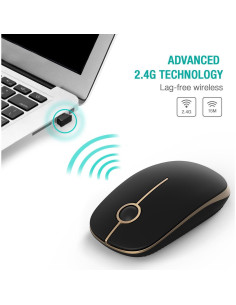 Ratón Inalámbrico Unipows Slim 2.4G Negro y Dorado 2