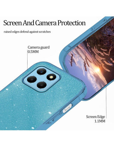 Funda Honor X6 Brillo Doble Capa TPU y PC Azul