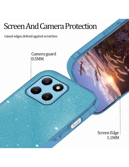 Funda Honor X6 Brillo Doble Capa TPU y PC Azul