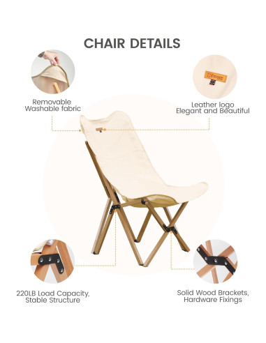 Silla Mariposa Plegable S'more Negra para Camping y Playa