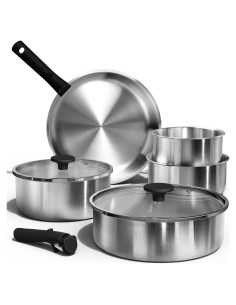 Juego de Ollas y Sartenes CAROTE 9 Piezas Acero Inoxidable