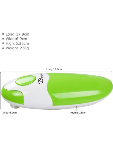 Abrelatas Eléctrico Automático Bangrui Verde 17.9x6.9cm