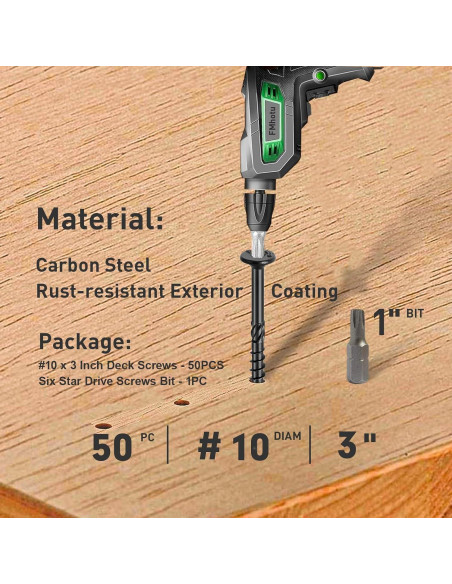 Tornillos de Madera FMhoto 50 Pcs 7.62 cm Negros Resistentes