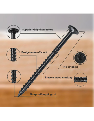 Tornillos de Madera FMhoto 50 Pcs 7.62 cm Negros Resistentes