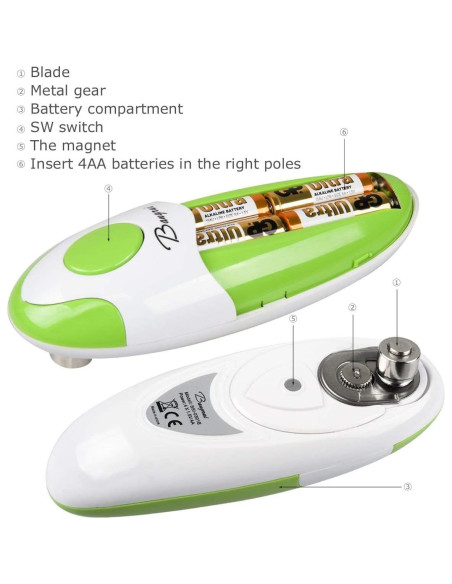 Abrelatas Eléctrico Automático Bangrui Verde 17.9x6.9cm