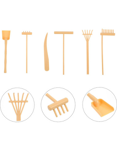 Juego de 6 Rastrillos de Jardín Zen Toyvian de Bambú 15.5 cm
