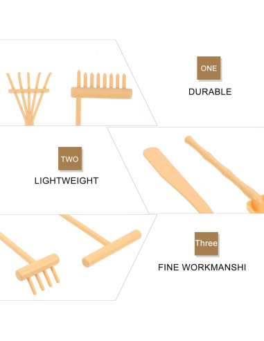 Juego de 6 Rastrillos de Jardín Zen Toyvian de Bambú 15.5 cm