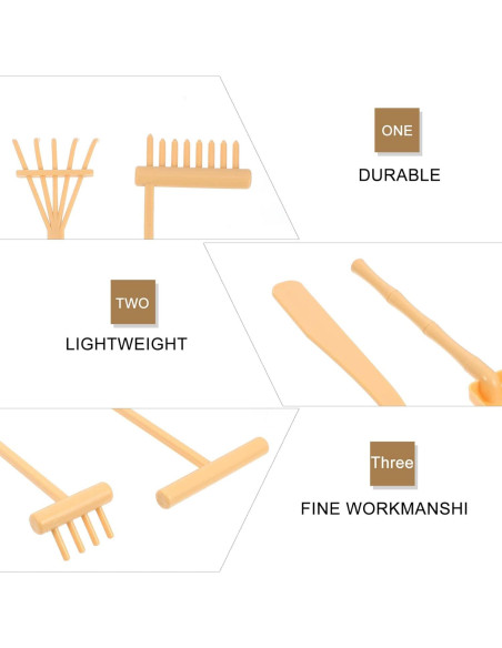 Juego de 6 Rastrillos de Jardín Zen Toyvian de Bambú 15.5 cm