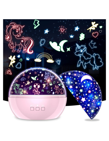 Proyector de Luz Nocturna DCAUT Unicornio Rosa 360 16 Colores