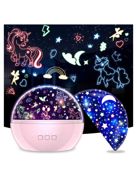 Proyector de Luz Nocturna DCAUT Unicornio Rosa 360 16 Colores