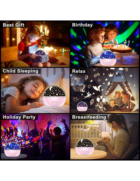 Proyector de Luz Nocturna DCAUT Unicornio Rosa 360 16 Colores