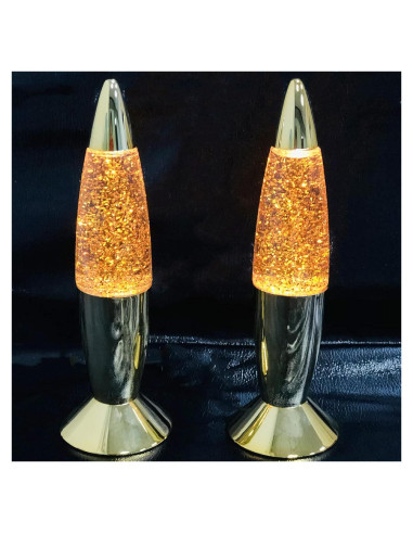 Mini Lámpara de Lava LED Sezrgiu Cohete Dorada 18.5cm 2 Pcs