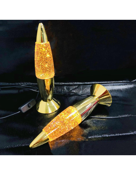 Mini Lámpara de Lava LED Sezrgiu Cohete Dorada 18.5cm 2 Pcs