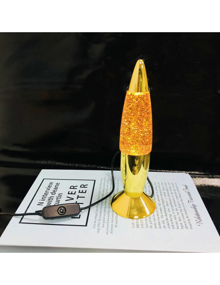 Mini Lámpara de Lava LED Sezrgiu Cohete Dorada 18.5cm 2 Pcs