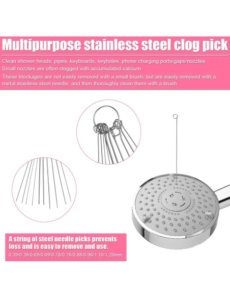 10 Cepillos de Limpieza para Cabezal de Ducha NQEUEPN Rosa