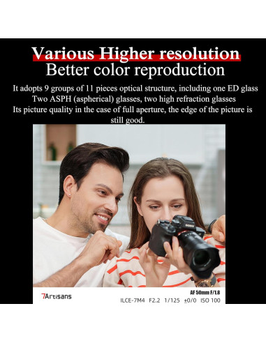 Lente 7artisans AF 50mm F1.8 para Sony E, Enfoque Automático