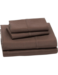 Juego de Sábanas Microfibra Amazon Basics Reina Chocolate 4 Piezas 2