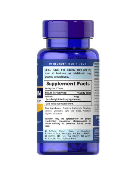 Tabletas de Melatonina Puritan's Pride 3 mg - 240 Unidades