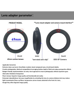 Anillo Inverso de Lente Macro 49mm SHEYOU para Canon DSLR 2