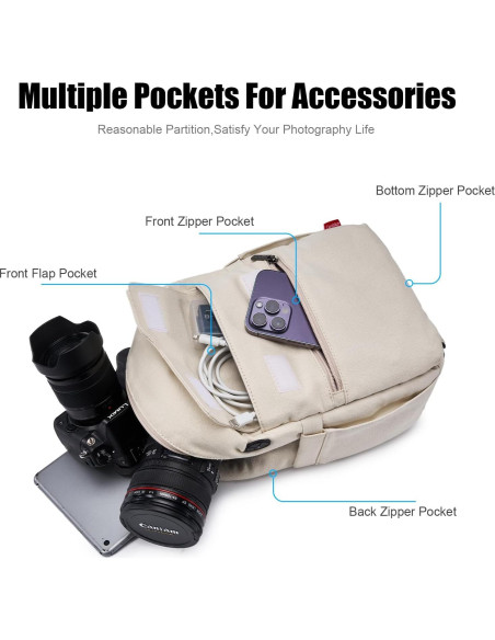 Bolsa de cámara Cwatcun cruzada para DSLR y mirrorless 23x14x30cm