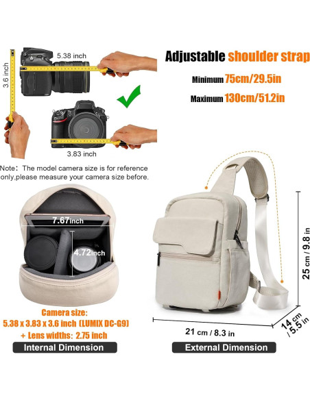 Bolsa de cámara Cwatcun cruzada para DSLR y mirrorless 23x14x30cm