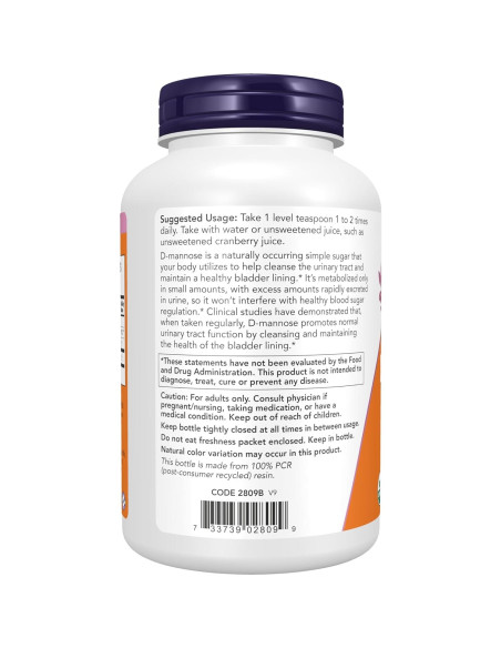 NOW Foods D-Mannosa en Polvo 170g - Salud Tracto Urinario