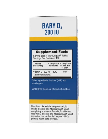 Suplemento de Vitamina D3 para Bebés Superior Source - 100 Tabletas MicroLinguales Suplemento de Vitamina D3 para Bebés Superior Source - 100 Tabletas MicroLinguales