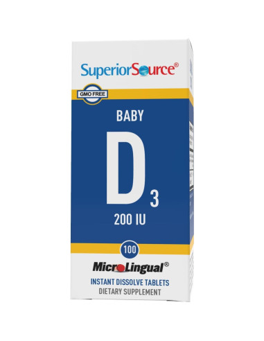 Suplemento de Vitamina D3 para Bebés Superior Source - 100 Tabletas MicroLinguales