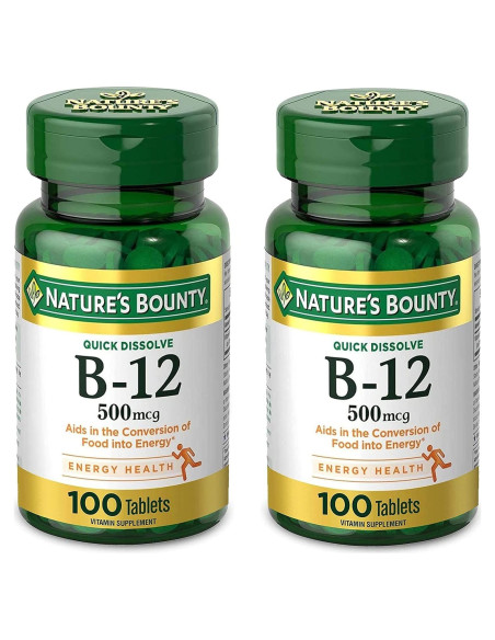Vitaminas B12 Nature's Bounty 500mcg 100 Tabletas Paquete de 2 Vitaminas B12 Nature's Bounty 500mcg 100 Tabletas Paquete de 2