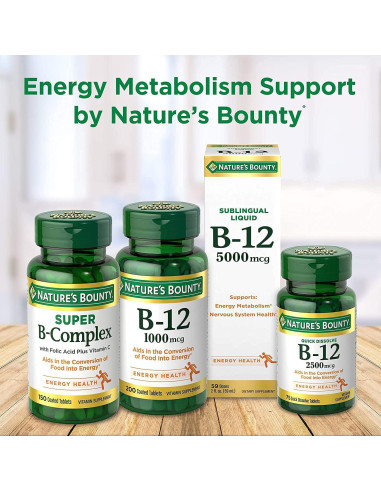 Vitaminas B12 Nature's Bounty 500mcg 100 Tabletas Paquete de 2