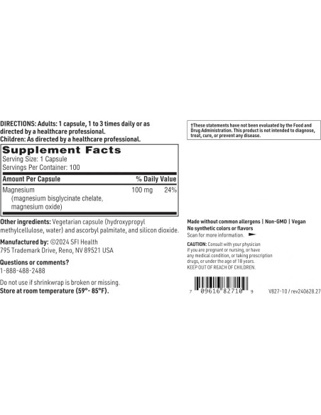 Klaire Labs Glicinato de Magnesio 100 Cápsulas - Absorción Óptima