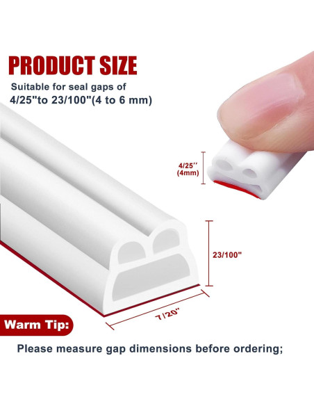 Burlete de Puerta ZWZIOO 12.19m Aislamiento Acústico Blanco