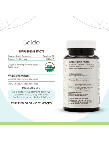 Boldo Orgánico Herbera 60 Cápsulas Vegetarianas Certificadas