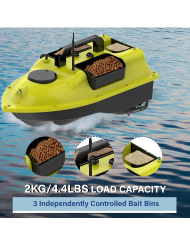 Barco de Cebo RC SINJEE con GPS 2kg y Doble Batería