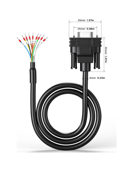 Conector DB9 hembra a cable pelado 1.5m JUXIN RS232