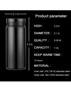 Mini Termo Boenkush 200ml Acero Inoxidable Aislado Negro 2