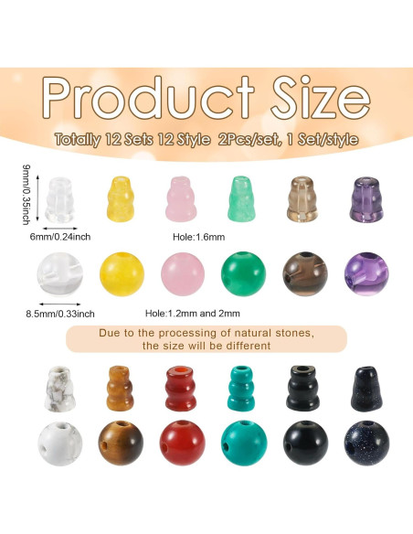 Cuentas Guru de 3 Agujeros Craftdady - 12 Estilos de Piedras Preciosas