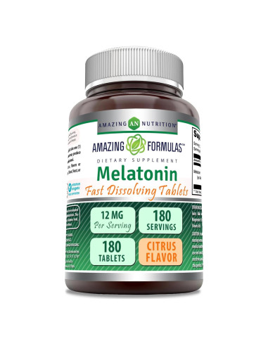 Suplemento de Melatonina 12 mg Nutrición Asombrosa 180 Tabletas
